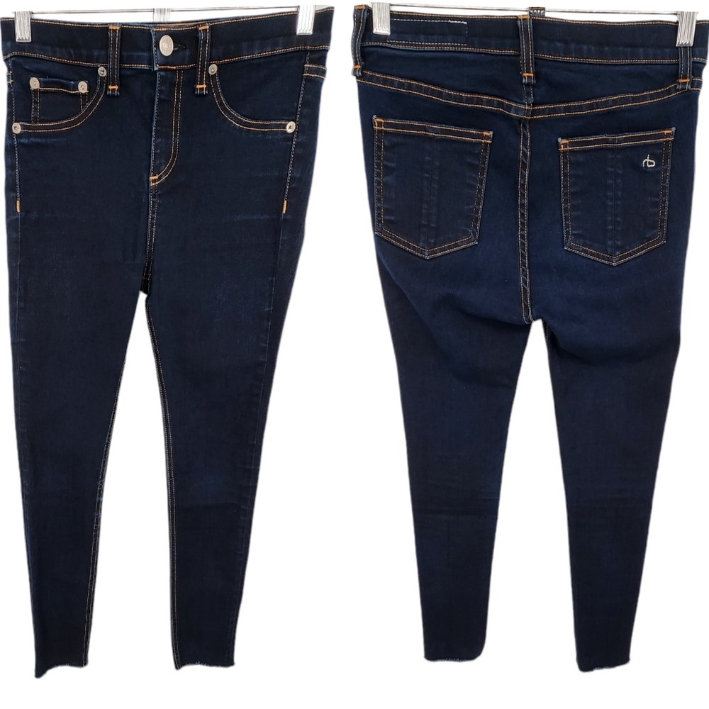 Rag & Bone 10 Inch High Rise Skinny Jean Soft Harrow Stretch Raw Hem 26